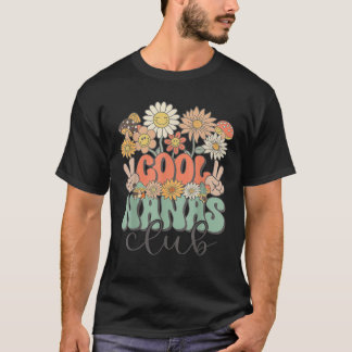 Matching Family Cool Nanas Club Groovy Retro Flora T-Shirt