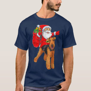 Matching Family Funny Santa Ride Airedale Terrier T-Shirt