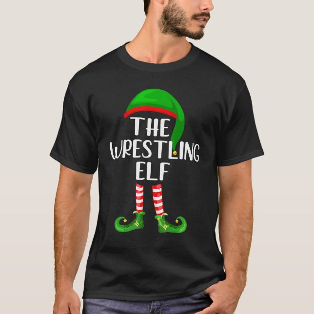 Matching Family Group Christmas The Wrestling Elf T-Shirt (Front)