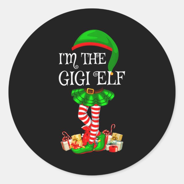 Matching Family Group I'm The Gigi Elf Christmas  Classic Round Sticker (Front)