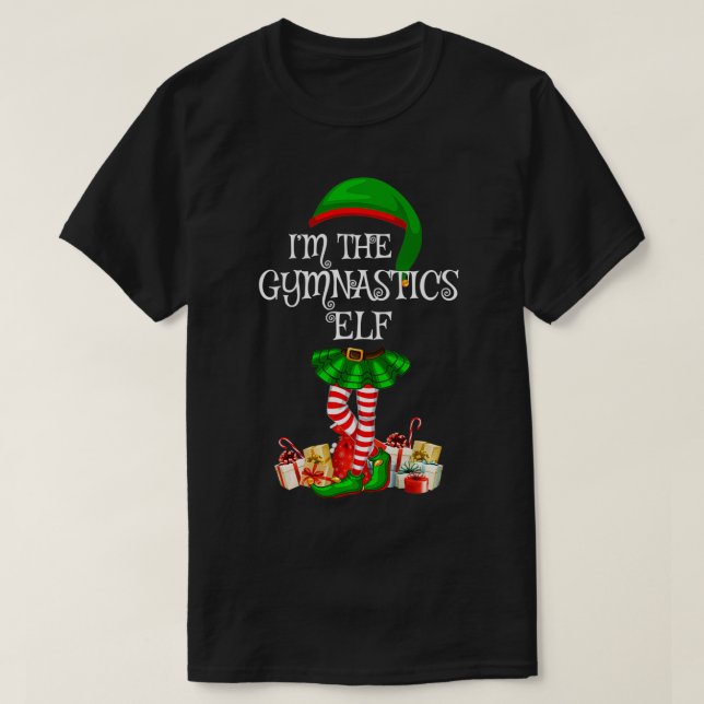 Matching Family Group I'm The Gymnastics Elf Chris T-Shirt (Design Front)