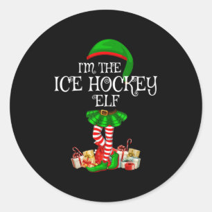 Matching Family Group I'm The Ice Hockey Elf Chris Classic Round Sticker