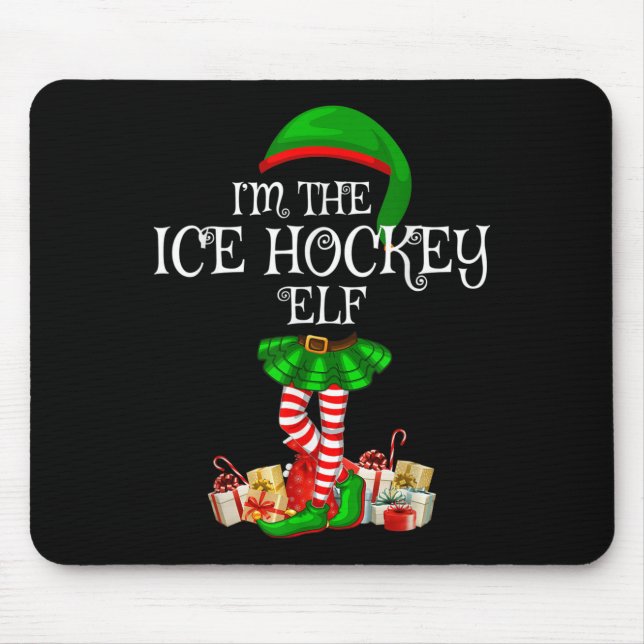 Matching Family Group I'm The Ice Hockey Elf Chris Mouse Mat (Front)