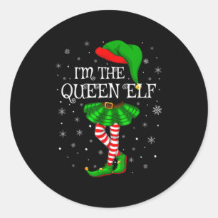 Matching Family Group I'm The Queen Elf Christmas Classic Round Sticker