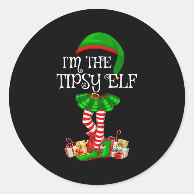 Matching Family Group I'm The Tipsy Elf Christmas  Classic Round Sticker (Front)