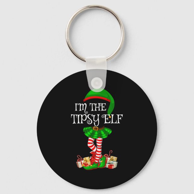 Matching Family Group I'm The Tipsy Elf Christmas  Key Ring (Front)