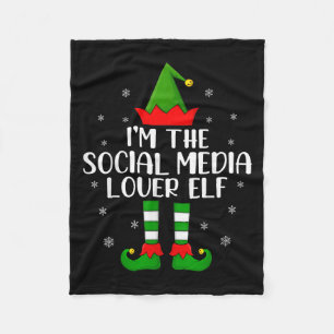 Matching Family I'm The Social Media Lover Elf Chr Fleece Blanket