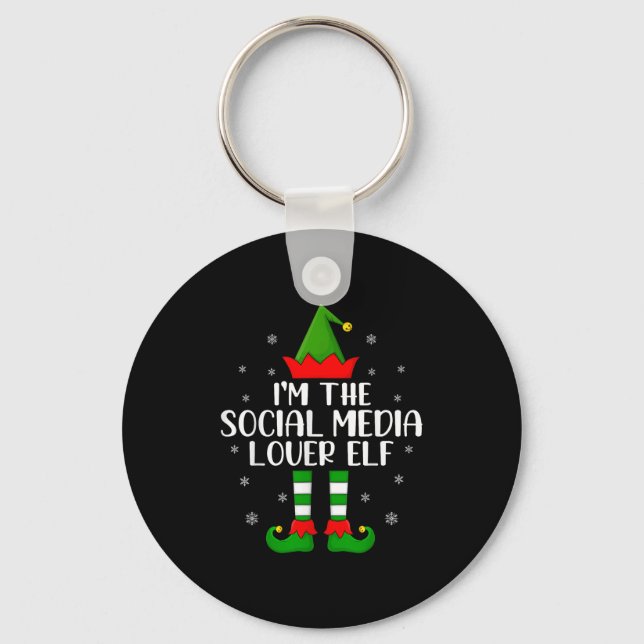 Matching Family I'm The Social Media Lover Elf Chr Key Ring (Front)