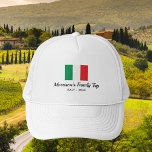 Matching Family Italy Trip Italian Flag Custom Trucker Hat<br><div class="desc">Travelling to Italy with your family or a travel group? Then this hat is perfect - design features the Italian flag and 2 lines of custom text. Add your family or group name, date of vacation or any custom text. Simple and classic - the perfect hat for your Italian adventures...</div>