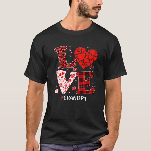 Matching Family Love Grandpa Heart Funny Valentine T-Shirt (Front)