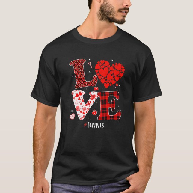 Matching Family Love Tennis Heart Funny Valentine T-Shirt (Front)