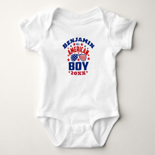 Matching Family Name 4th of July All American Boy Baby Bodysuit
