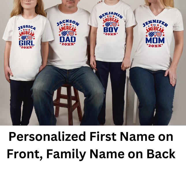 Matching Family Name 4th of July All American Dad T-Shirt (Creator Uploaded)