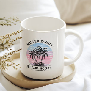 Matching Family Name Palm Tree Sunset Beach House Coffee Mug