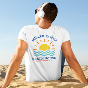 Matching Family Name Summer Sunset Beach House T-Shirt
