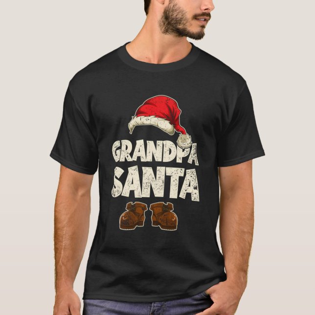 Matching Family Pajama Xmas Gift Grandpa Santa T-Shirt (Front)