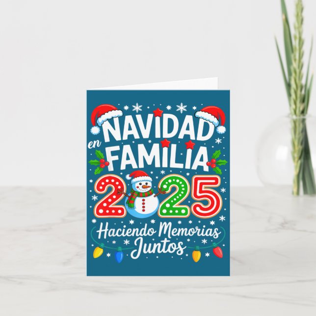 Matching Family Pajamas Navidad En Familia Christm Card (Front)