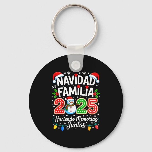 Matching Family Pajamas Navidad En Familia Christm Key Ring (Front)