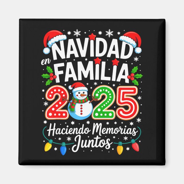 Matching Family Pajamas Navidad En Familia Christm Magnet (Front)