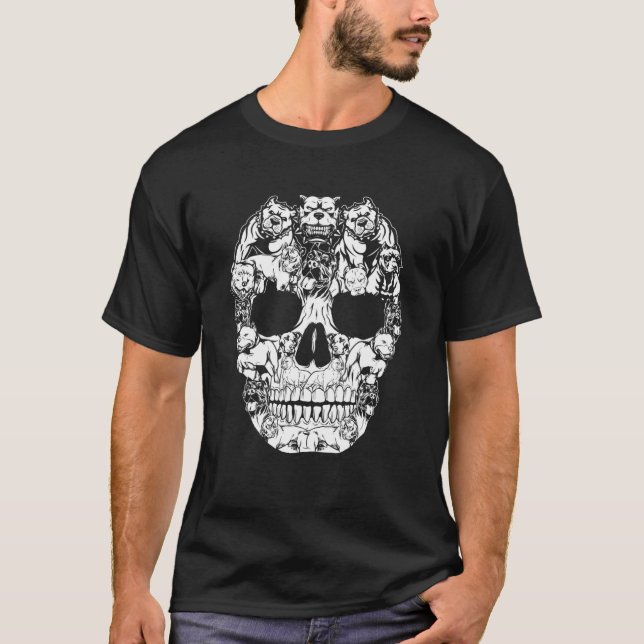 Matching Family Pitbull Dog Skull Skeleton Costume T-Shirt (Front)