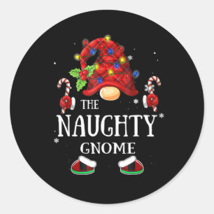 Matching Family The Naughty Gnome Christmas Group Classic Round Sticker