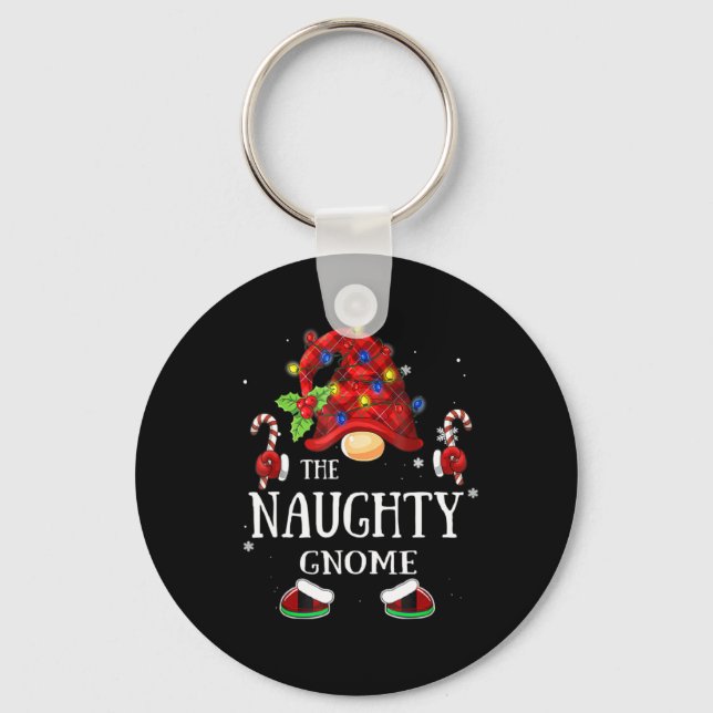 Matching Family The Naughty Gnome Christmas Group  Key Ring (Front)