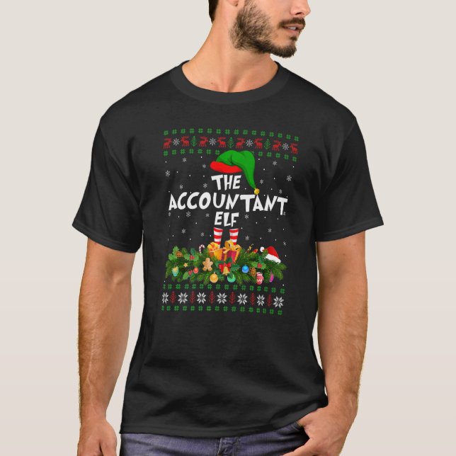 Matching Family Ugly The Accountant Elf Christmas T-Shirt (Front)