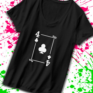 Matching Four Clubs Suit Playing Cards Modern 4 T-Shirt