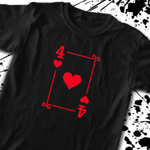 Matching Four Hearts Suit Playing Cards Modern 4 T-Shirt