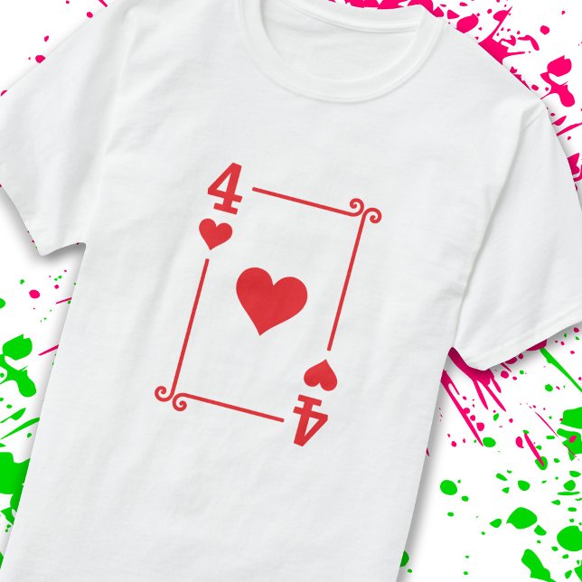 Matching Four Hearts Suit Playing Cards Modern 4 T-Shirt (Creator Uploaded)