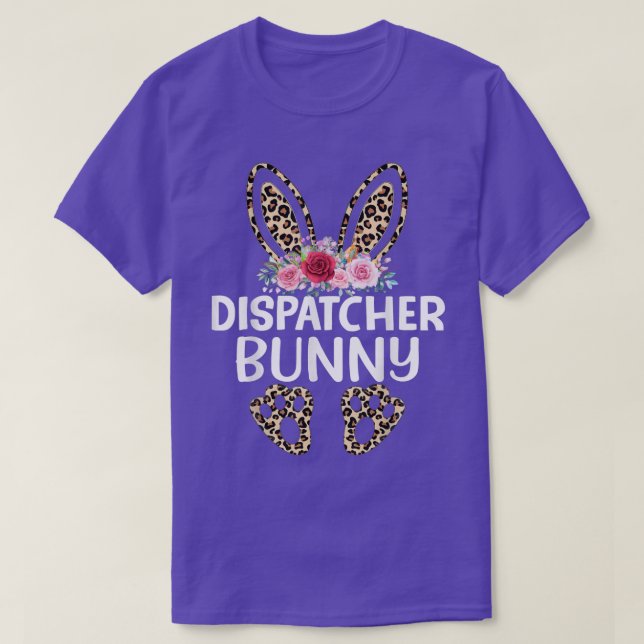 Matching Funny Leopard Print Bunny Dispatcher East T-Shirt (Design Front)