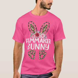 Matching Funny Leopard Print Bunny Filmmaker Easte T-Shirt