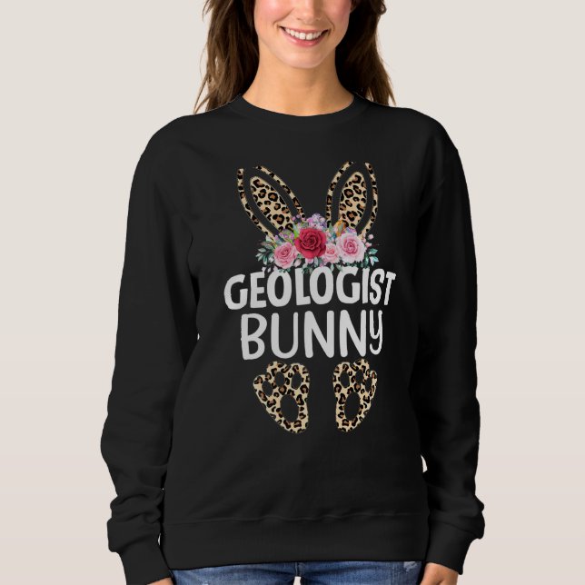 Matching Funny Leopard Print Bunny Geologist Easte Sweatshirt (Front)