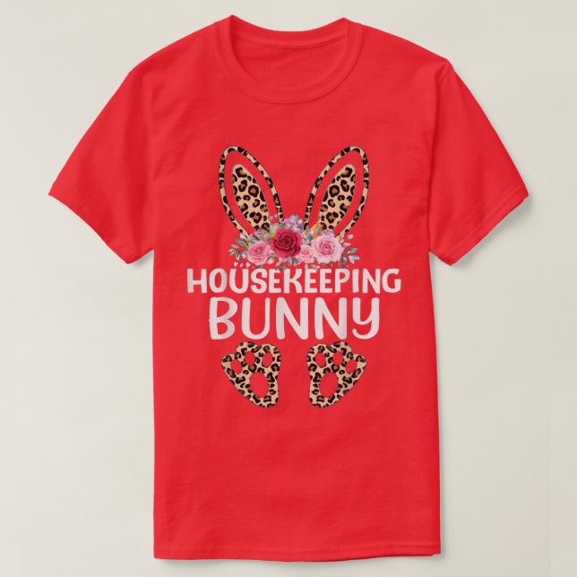 Matching Funny Leopard Print Bunny Housekeeping Ea T-Shirt (Design Front)