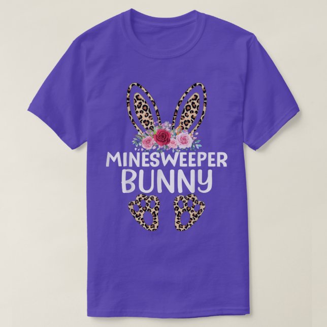 Matching Funny Leopard Print Bunny Minesweeper Eas T-Shirt (Design Front)