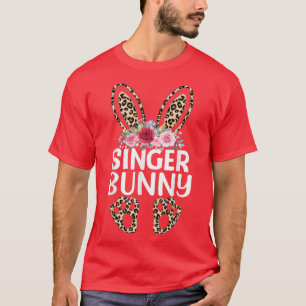 Matching Funny Leopard Print Bunny Singer Easter T-Shirt