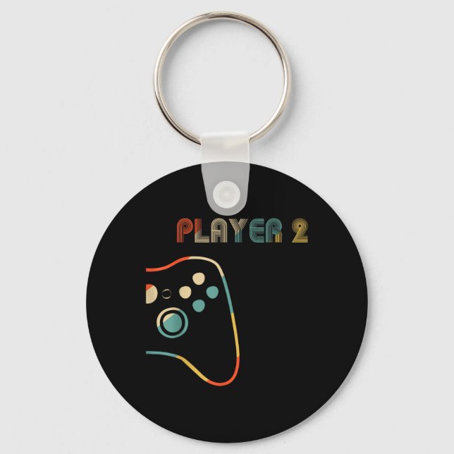 Matching Gamer Couple Player 1 Player 2 Key Ring (Front)