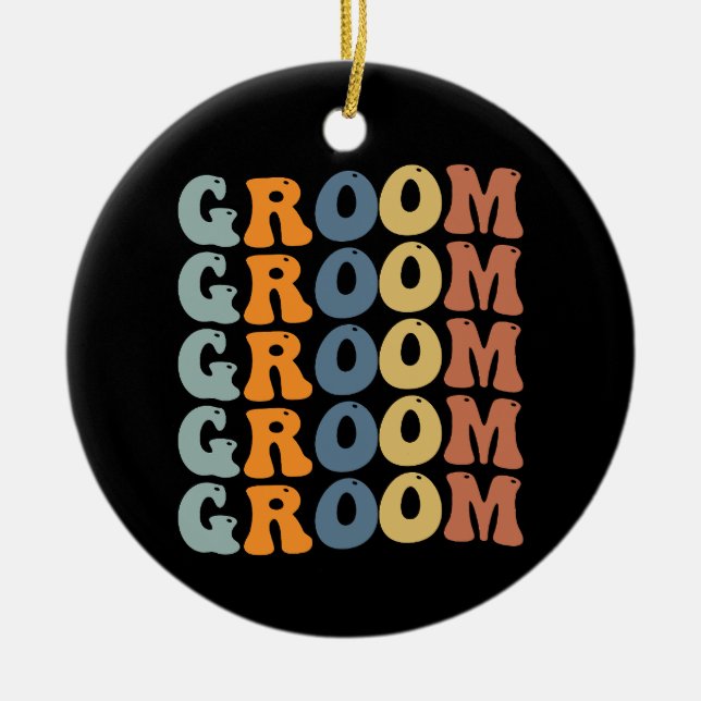 Matching Getting Ready Bride & Groom Wedding Groom Ceramic Tree Decoration (Front)