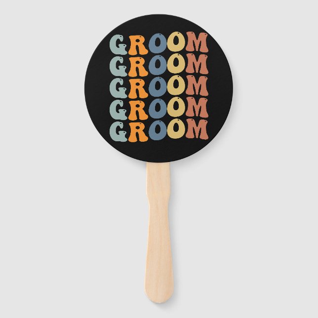 Matching Getting Ready Bride & Groom Wedding Groom Hand Fan (Front)