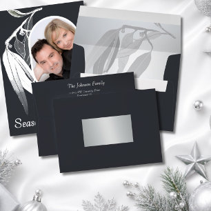 Matching Grey Silver Foil Eucalyptus Christmas Envelope