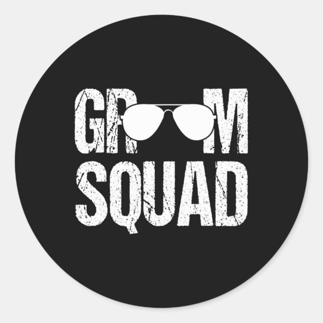 Matching Groomsman Group Bachelor Party Groom Squa Classic Round Sticker (Front)