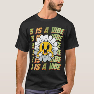 Matching Groovy Party Three Is A Vibe Daisy Flower T-Shirt