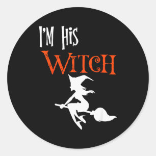 Matching Halloween I'm His Witch_i'm Her Boo Coupl Classic Round Sticker