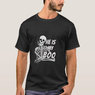Matching Halloween Pajama Couples He s My Boo Skul T-Shirt