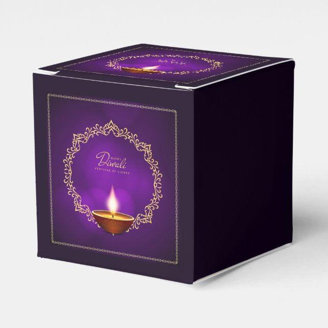 Matching Happy Diwali Purple Favour Box (Front Side)