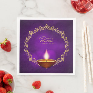 Matching Happy Diwali Purple Napkin
