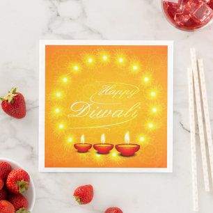Matching Happy Diwali Yellow Napkin