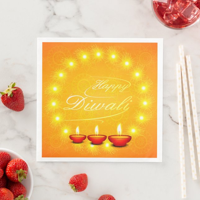 Matching Happy Diwali Yellow Napkin (Insitu)