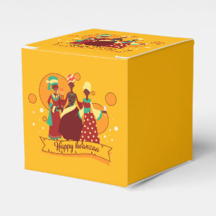 Matching Happy Kwanzaa 3 Ladies Yellow Favour Box