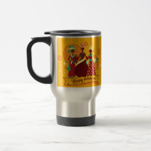 Matching Happy Kwanzaa 3 Ladies Yellow Travel Mug